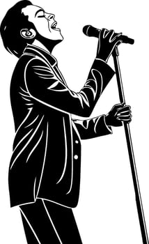 Dynamic Singer Performing on Stage Illustration for Music Events and Merchandise vector