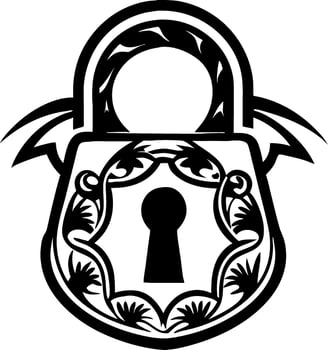 Intricately Designed Vintage Padlock with Floral Motifs Ideal for Tattoo or Coloring Book vector