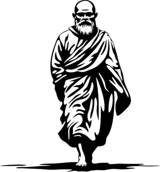 Walking Philosopher Silhouette in Robes for Tattoo Design and Inspirational Art vector