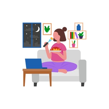 Comfortable Couch Dining Setup vector