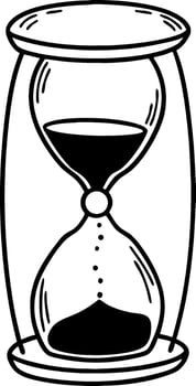 Classic Hourglass Illustration in Black and White Style Ideal for Tattoo Art and Coloring Pages vector