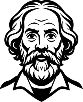 Handsome Bearded Man Portrait Art for Tattoo Design and Coloring Book Illustrations vector