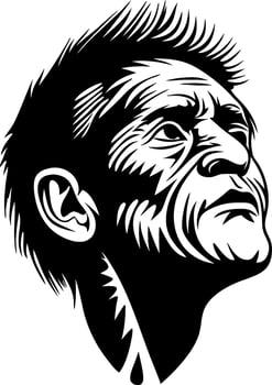 Heroic Portrait of an Elderly Man Gazing Upwards High Contrast Art Ideal for Design Projects vector