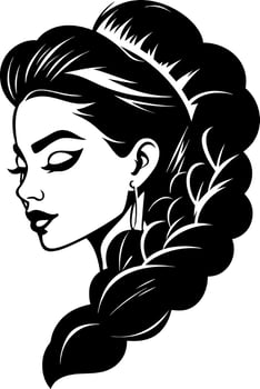 Stylish Woman with Braided Hair and Elegant Features for Tattoo and Design Inspiration vector