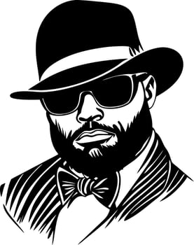 Stylish Man in Hat and Sunglasses Illustration for Fashion and Design Projects vector