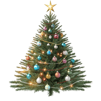 Traditional green Christmas tree sting tall lush branches a symmetrical shape png