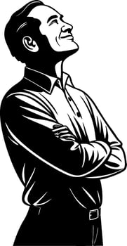 Confident Man with Arms Crossed Smiling in Business Attire Illustration vector