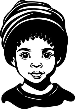 Illustrative Black Child Portrait with Beanie for Art Education and Creative Projects vector