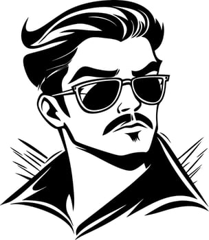 Stylish Man with Sunglasses in Modern Graphic Style for Fashion and Tattoo Design vector