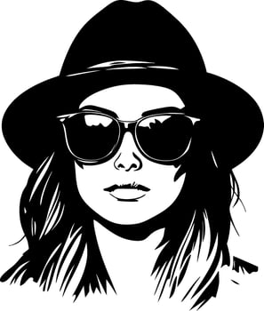 Stylish Woman Portrait in Hat and Sunglasses for Fashion and Lifestyle Design vector