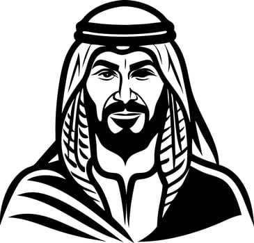 Traditional Arab Man Portrait Art Ideal for Cultural Celebrations and Tattoos vector