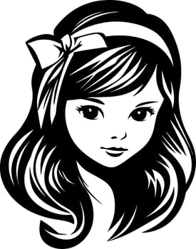 Beautiful Young Girl with Long Hair and Bow Headband Illustration for Design and Craft vector