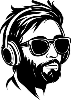 Stylish Man with Headphones and Sunglasses Illustration for Hipster Lifestyle Designs vector