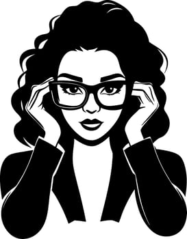 Stylish Woman with Glasses and Curly Hair in Modern Fashion for Creative Projects vector