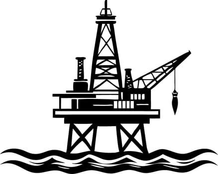 Offshore Oil Rig Industrial Maritime Illustration for Engineering and Tattoo Design vector