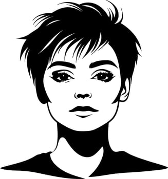 Stylish Short Hair Female Portrait Graphic for Fashion and Beauty Design vector