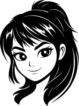 Stylized Portrait of a Young Woman with Long Hair Ideal for Tattoo and Coloring Designs vector