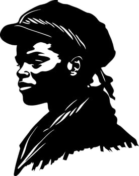 Stylized Silhouette Portrait of a Confident Black Woman in a Hat for Artwork and Design Projects vector