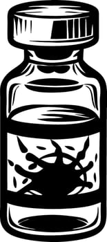 Vintage Glass Vial with Mysterious Liquid Medical Illustration for Tattoo and Graphic Design vector