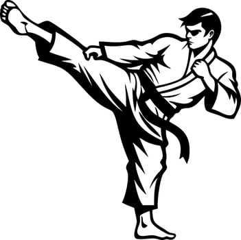Dynamic Martial Artist Performing High Kick Illustration for Fitness and Self Defense Themes vector