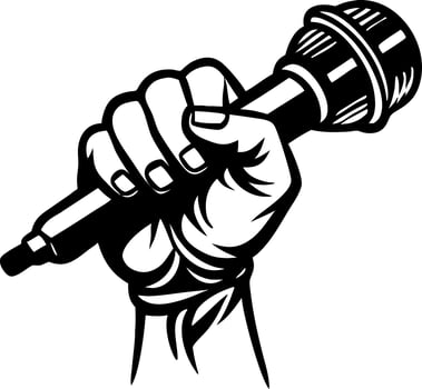 Bold Hand Holding Microphone Graphic for Music Art and Tattoo Designs vector