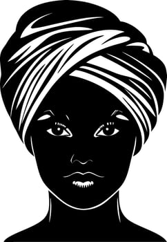 Elegant Woman with Turban and Striking Eyes Ideal for Fashion and Beauty Designs vector
