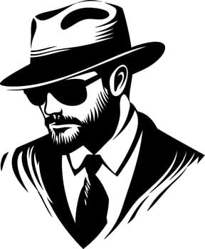 Stylish Man in Sunglasses and Hat Design for Fashion Illustration and Tattoo Ideas vector