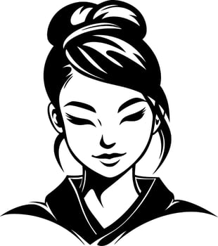 Elegant Japanese Woman Silhouette with Traditional Hairstyle for Tattoo and Illustration Designs vector