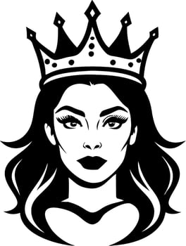 Elegant Queen Portrait with Crown for Fashion Illustration Tattoo Design or Home Decor vector