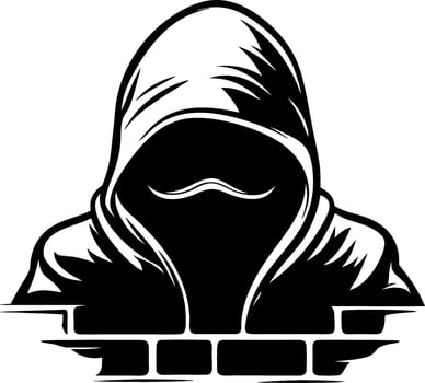 Mysterious Hooded Figure Emerging from Brick Wall Design for Street Art and Tattoos vector