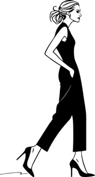 Elegant Fashion Model Walking in Chic Dress Stylish Silhouette for Fashion and Design Inspiration vector