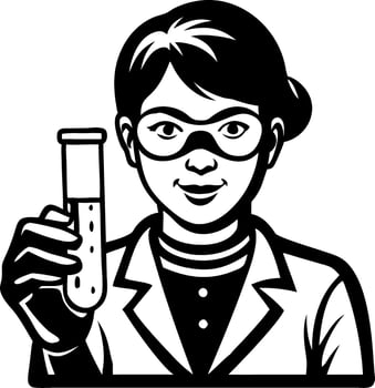 Scientist Woman Holding Test Tube Illustration for Educational Materials and Posters vector