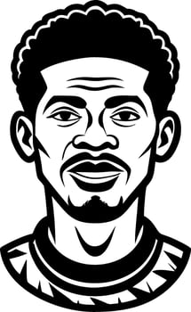 Stylized African Man Portrait Art for Tattoo Design and Coloring Books vector