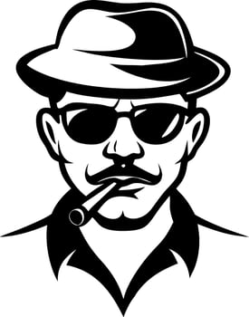 Stylish Vintage Man with Hat and Sunglasses Holding a Cigar Illustration vector
