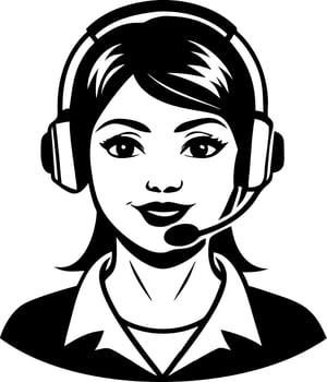 Professional Female Call Center Operator with Headset and Friendly Smile Illustration vector