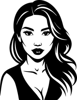 Chic Elegant Woman Portrait Illustration for Tattoo Design and Coloring Book vector