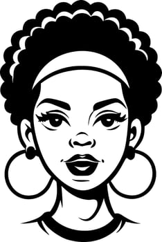 Stylish Black Woman with Afro Hairstyle and Hoop Earrings Portrait for Fashion and Art vector