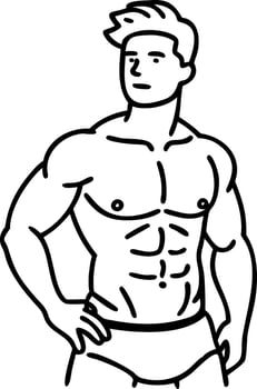 Muscular Male Figure in Swimwear for Fitness and Bodybuilding Illustrations vector