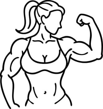 Strong Muscular Woman Flexing Arm in Sports Bra Powerful Female Fitness Illustration vector