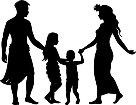 Family Silhouette of Parents and Children Celebrating Love and Togetherness vector