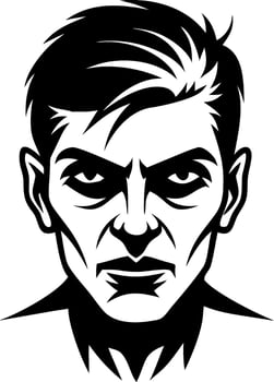Intense Male Portrait with Strong Features for Tattoo Designs and Graphic Projects vector