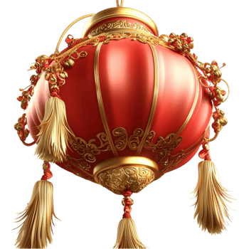 Hanging Chinese lantern red tassels golden details representing festive decoration culture png