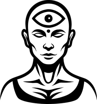 Meditative Figure with Third Eye Symbol Spiritual Embrace of Mindfulness and Awareness vector