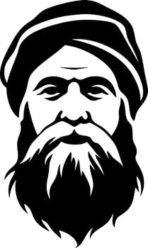 Bearded Man Portrait Traditional Headdress Vintage Style Illustration Design vector