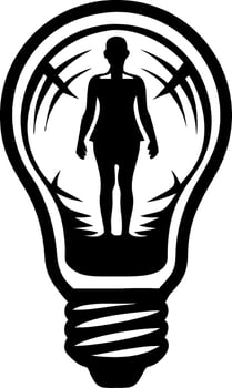 Light Bulb Silhouette with Human Figure Inside Symbolizing Creativity and Inspiration vector