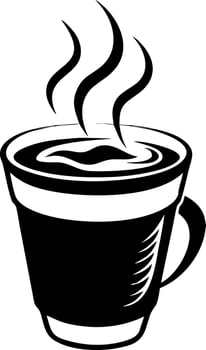 Stylish Black Coffee Cup with Steam Design Ideal for Cafe Branding and Tattoo Art vector