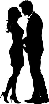 Romantic Silhouette of Couple Embracing for Love and Affection Theme Decor vector