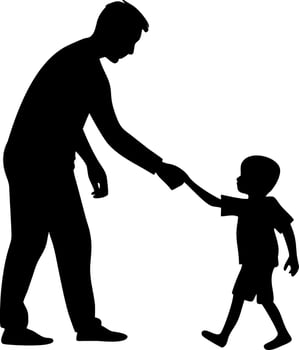 Father and Child Silhouette Holding Hands Tender Moments Symbolizing Love and Bonding vector
