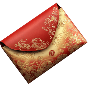 Elegant red silk pouch golden embroidery symbolizing prosperity wealth cultural beauty png