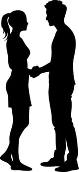 Silhouette of Couple Shaking Hands Symbolizing Trust and Connection for Relationship Themes vector